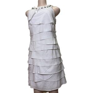 NWOT S.L.FASHIONS Elegant White Sleeveless Dress